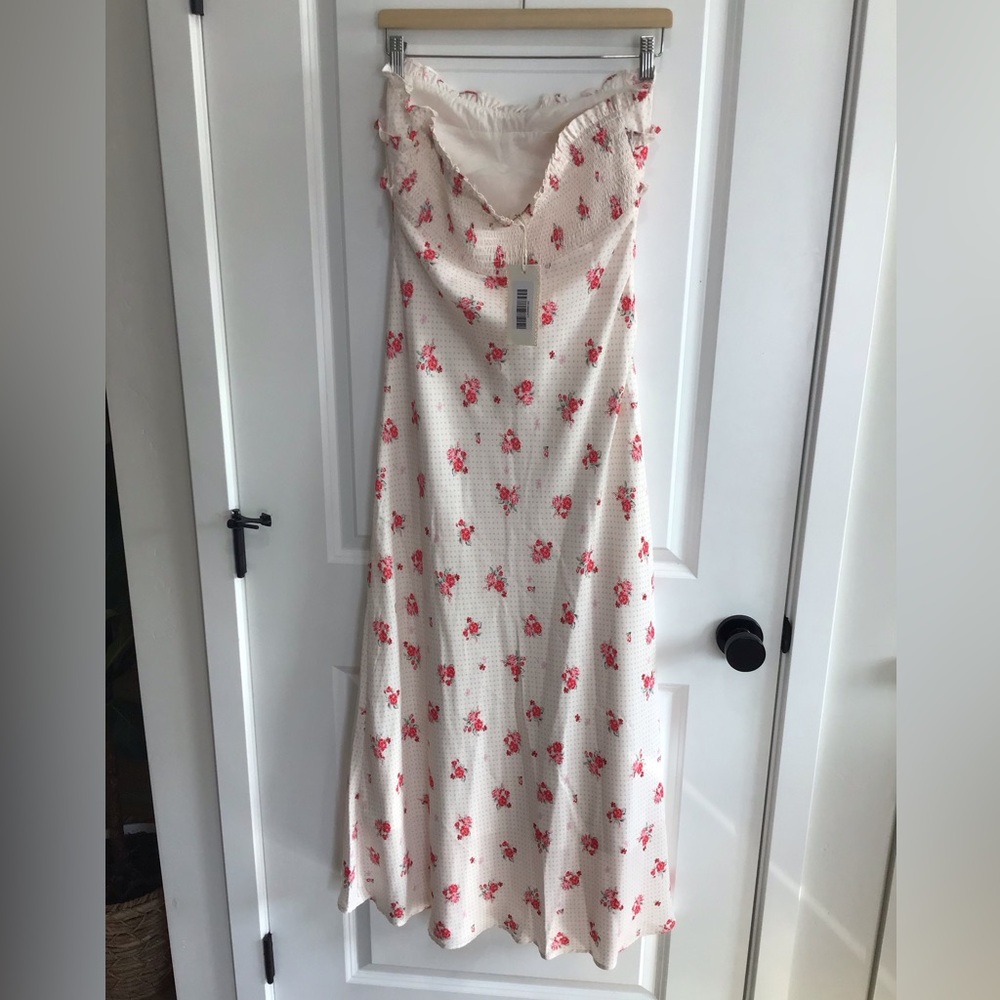 LAIT Collection Pink Floral Strapless NWT Size M, Fits like L in the bust - Picture 4 of 7